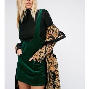 FREE PEOPLE Green Corduroy Jumper Overall Dress